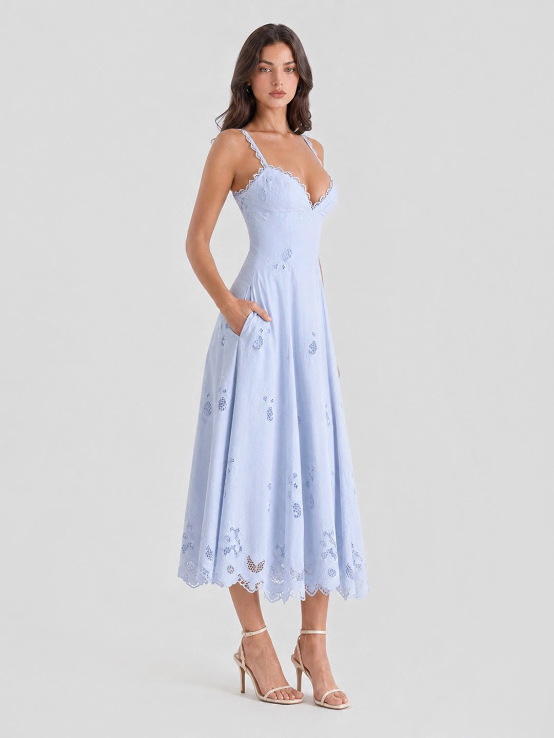 Lace & Cotton Broderie Anglais Midi Sundress