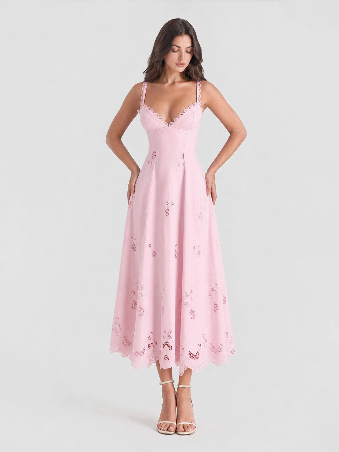 Lace & Cotton Broderie Anglais Midi Sundress