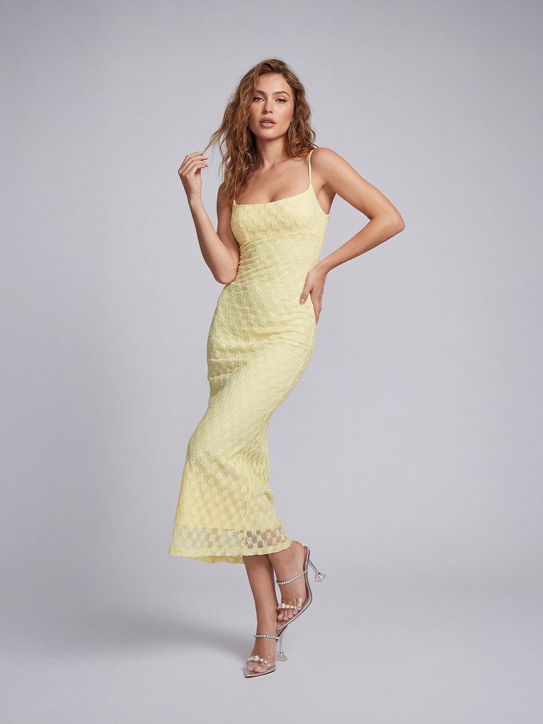 Lace slip maxi dress