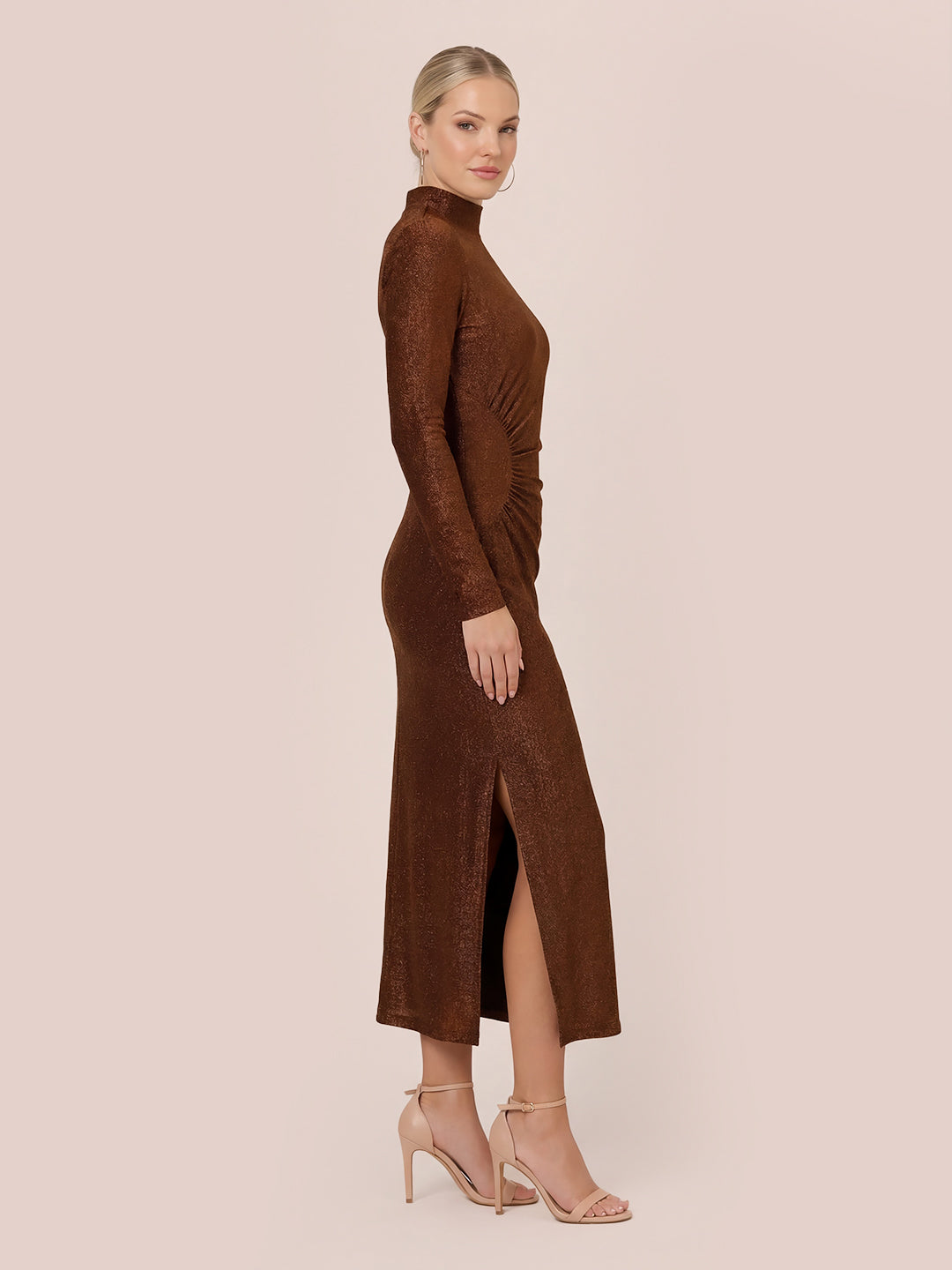 Long Sleeve Shimmer Knit Midi Dress