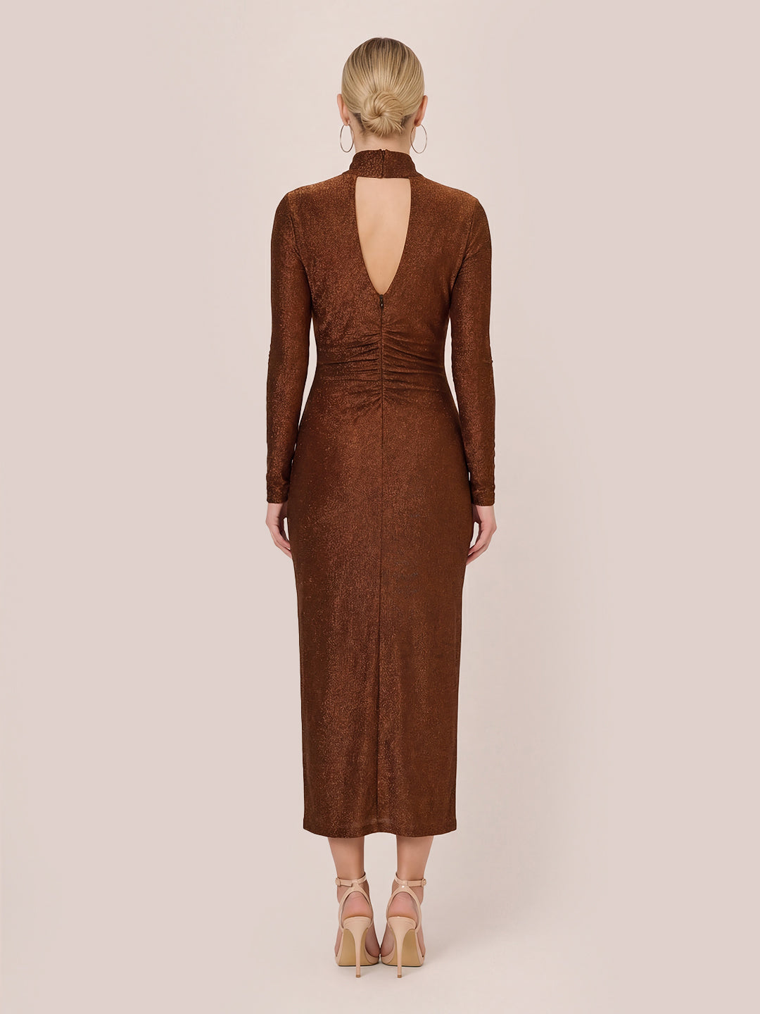 Long Sleeve Shimmer Knit Midi Dress