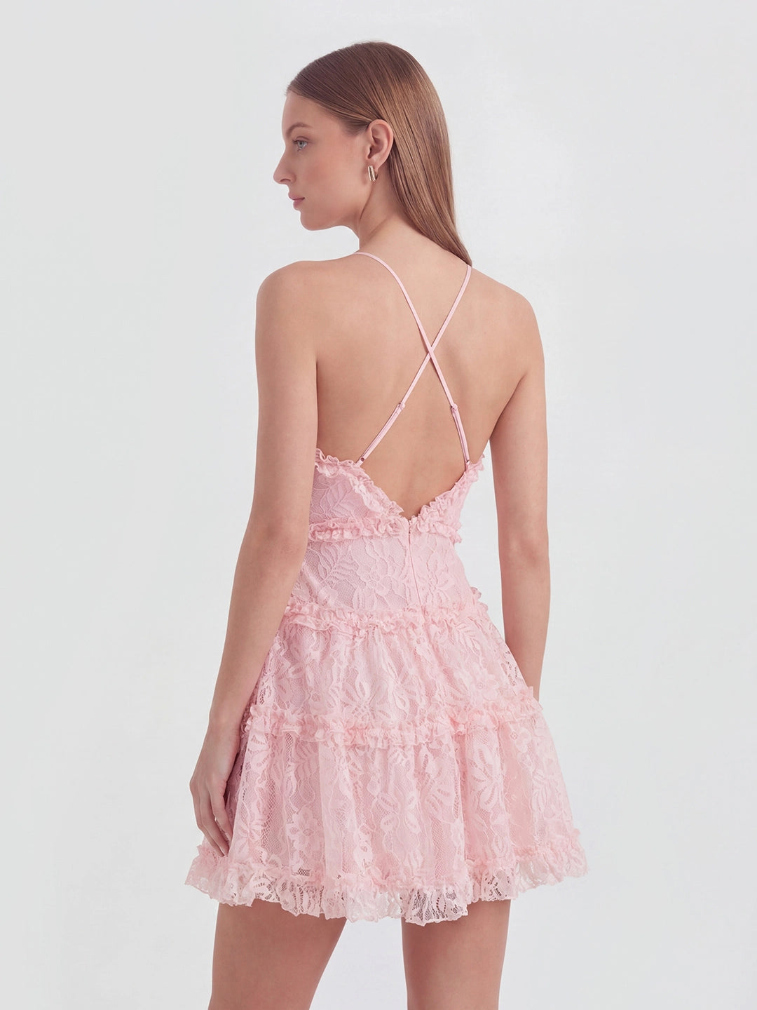 Low Back Cami Strap Lace Mini Dress