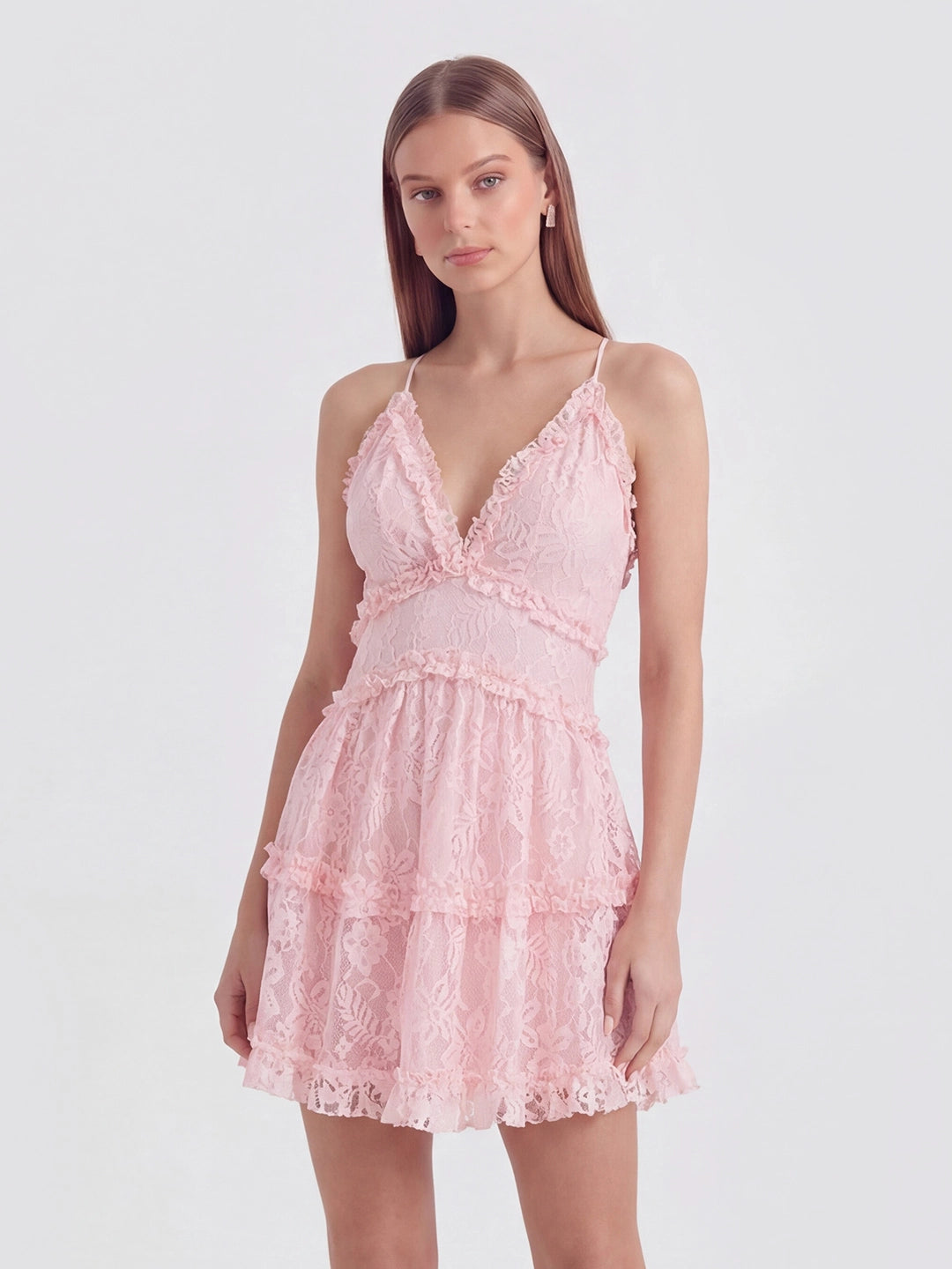 Low Back Cami Strap Lace Mini Dress
