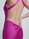 Low Cross Back Halter Maxi Dress
