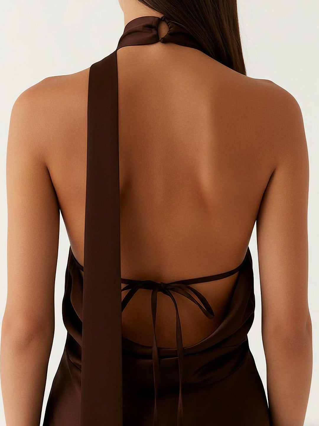 Luxe Bias-Cut Scarf Halter-Back Maxi Dress