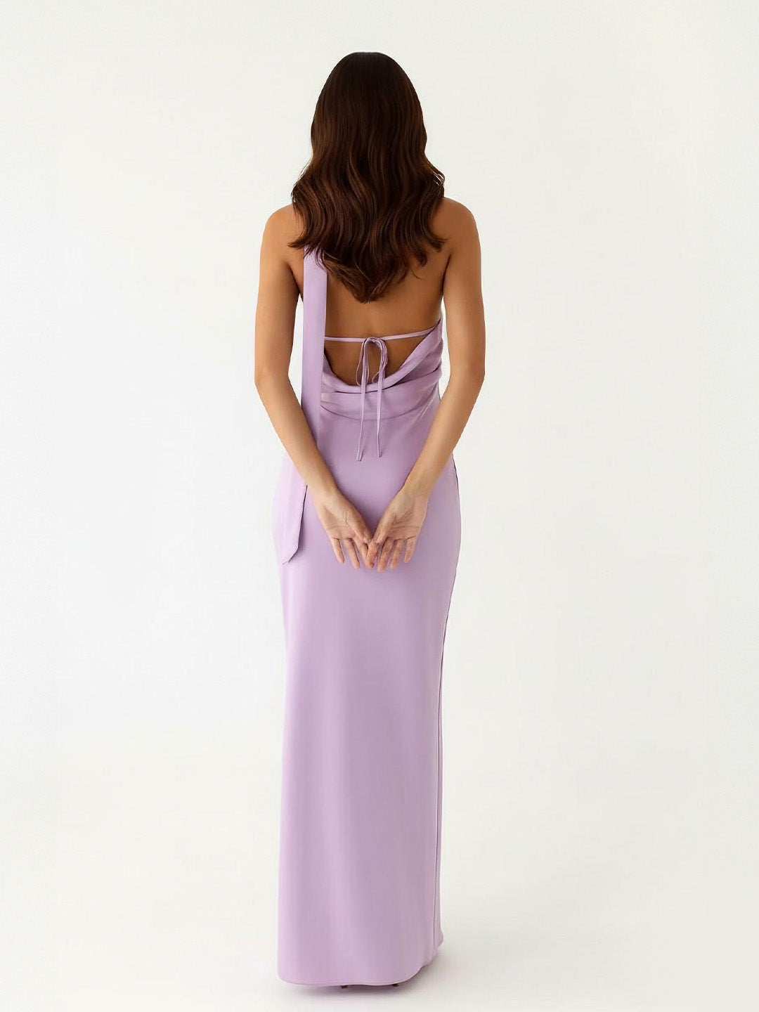 Luxe Bias-Cut Scarf Halter-Back Maxi Dress