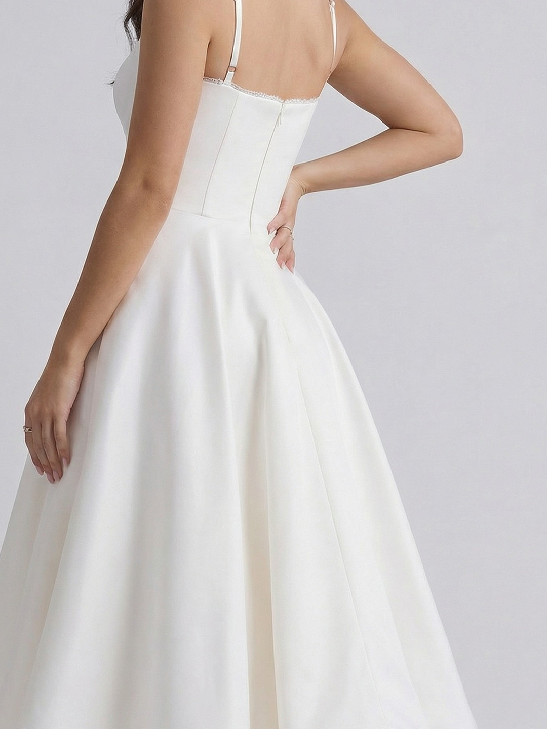 Bustier Stretch Satin Midi Dress