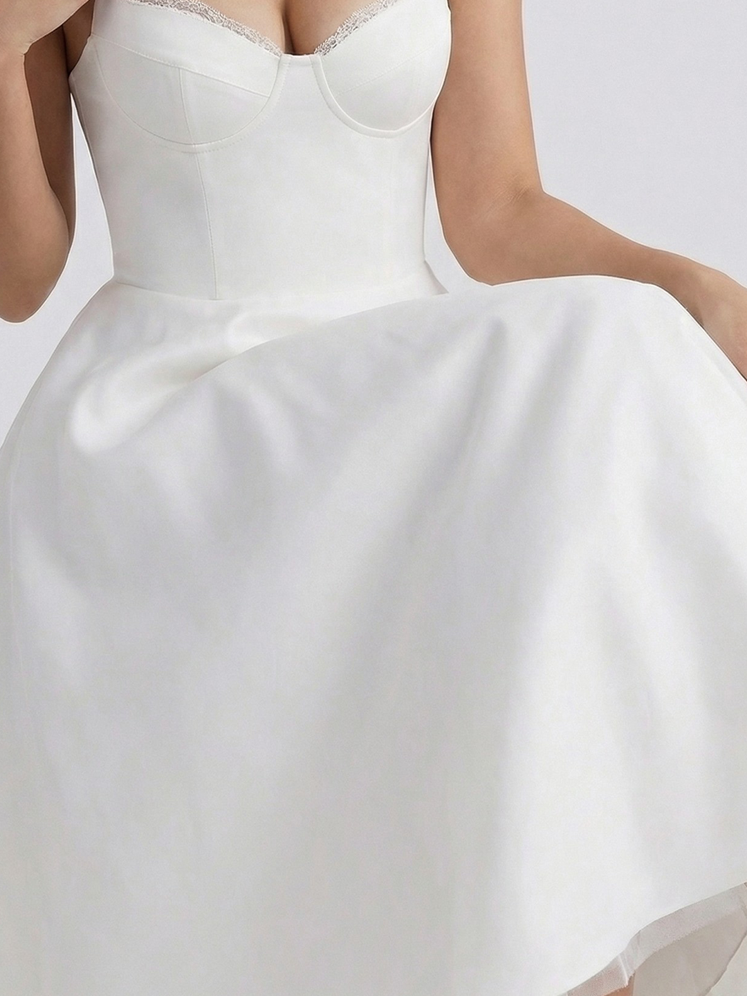 Bustier Stretch Satin Midi Dress