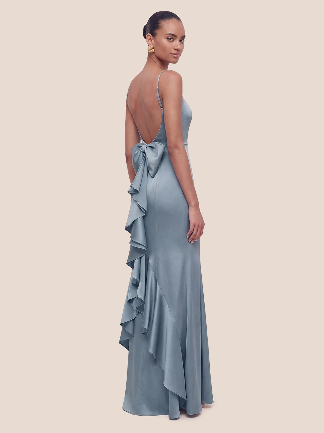 Mermaid Bow Stretch Satin Dress