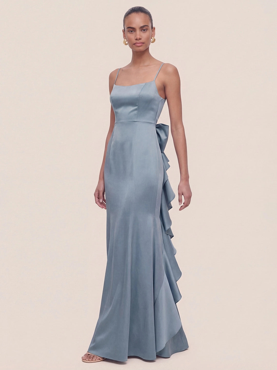 Mermaid Bow Stretch Satin Dress