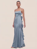 Mermaid Bow Stretch Satin Dress