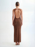 Mesh-Back Maxi Dress with Hot-Fix Detail