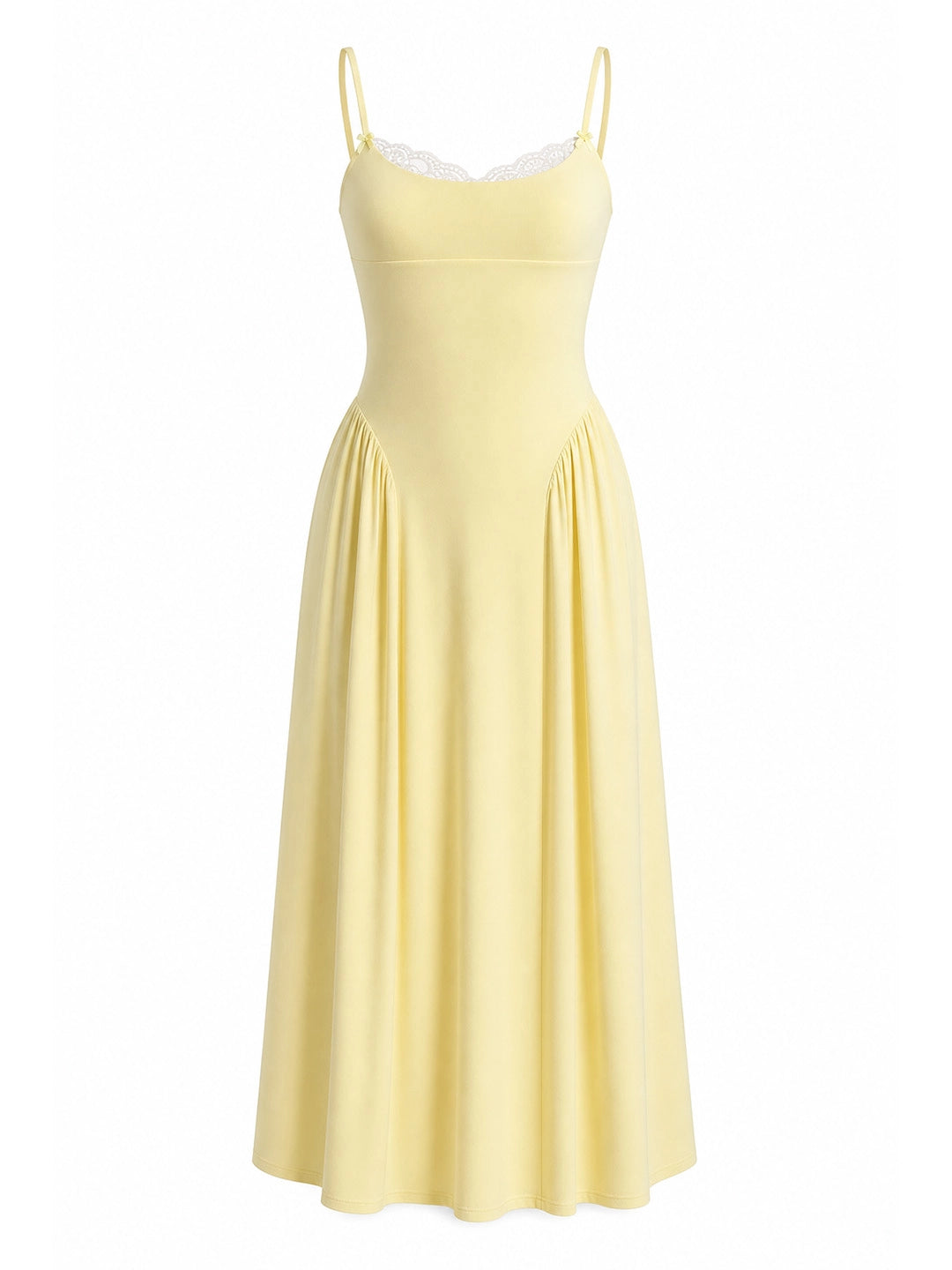 Modal Lace Trim Sweetheart Neck Midi Dress