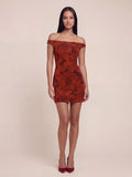 Off-Shoulder Floral Print Mini Dress