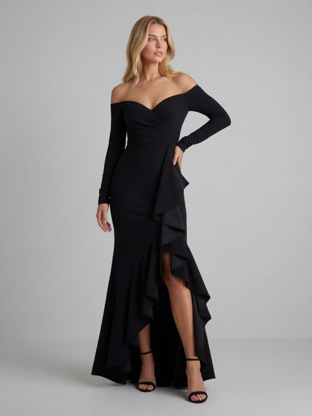 Off-the-Shoulder Ruffled Gown