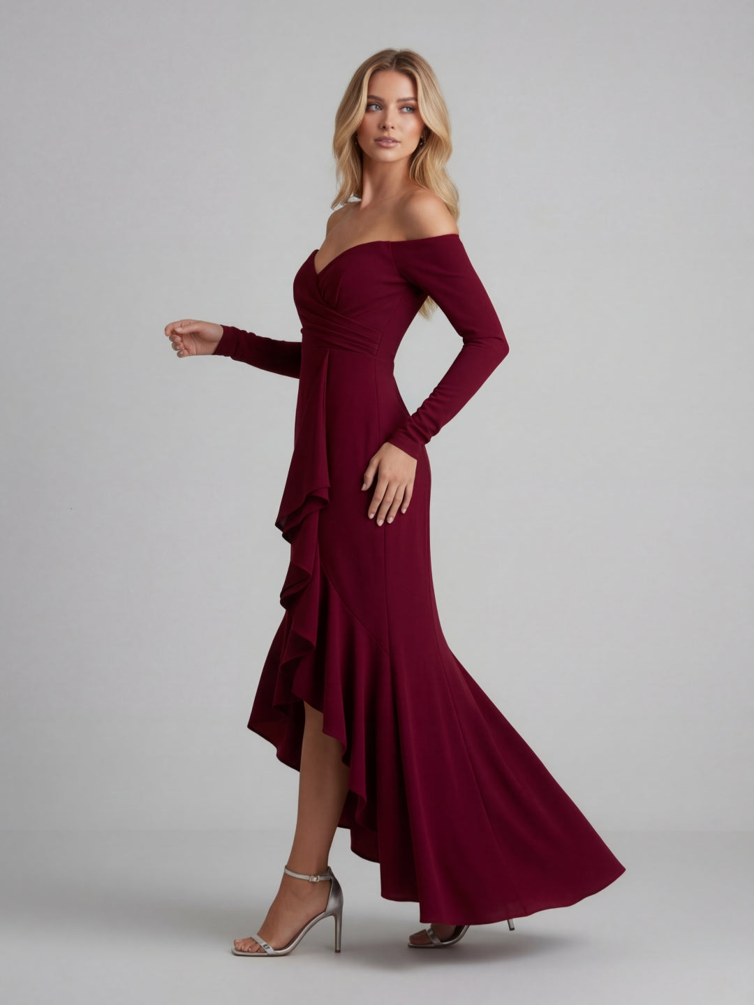 Off-the-Shoulder Ruffled Gown