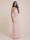 Valentine's Day Exclusive - One Shoulder 3D Flower Applique Knit Maxi Dress