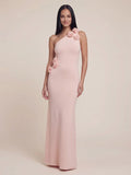 Valentine's Day Exclusive - One Shoulder 3D Flower Applique Knit Maxi Dress
