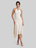 Open Back Halter Midi with Delicate Knot Detail