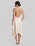 Open Back Halter Midi with Delicate Knot Detail