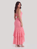 Floral Jacquard Plunge Maxi Dress
