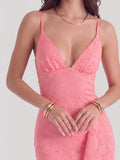 Floral Jacquard Plunge Maxi Dress