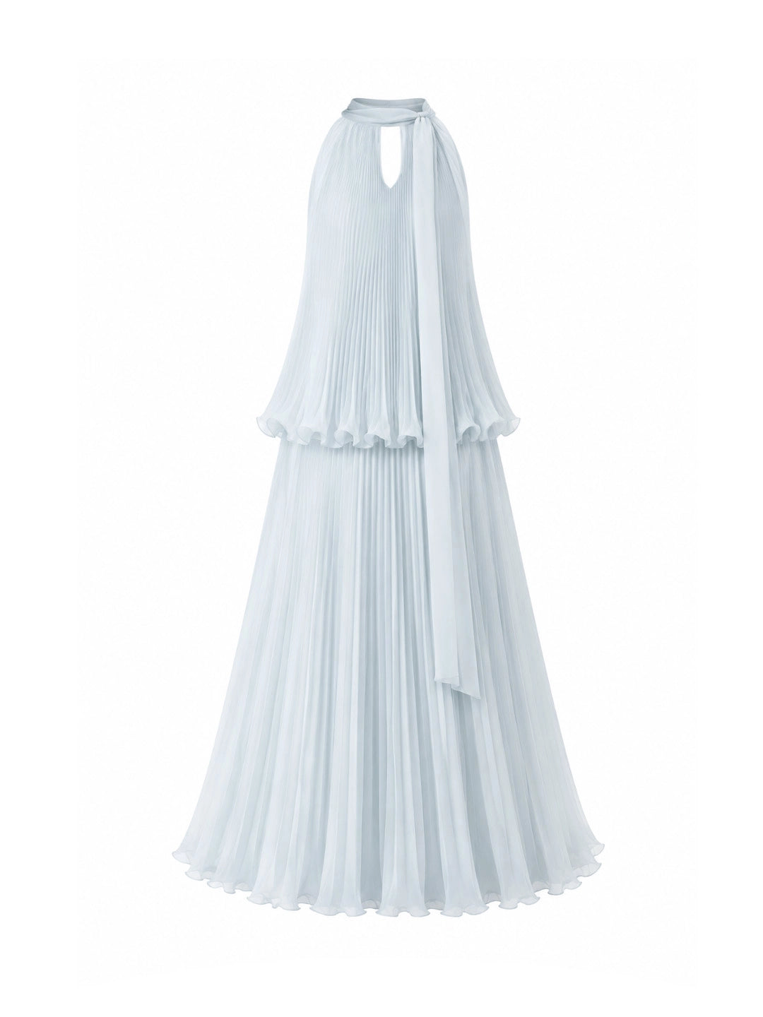 Pleated Chiffon Halter Top & Maxi Skirt Set