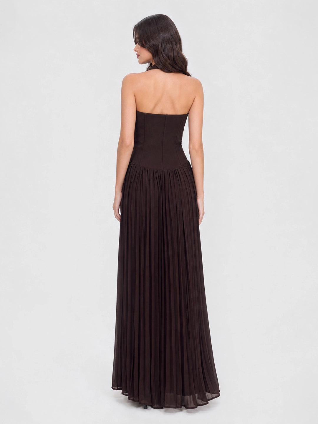 Pleated Halter Maxi Dress