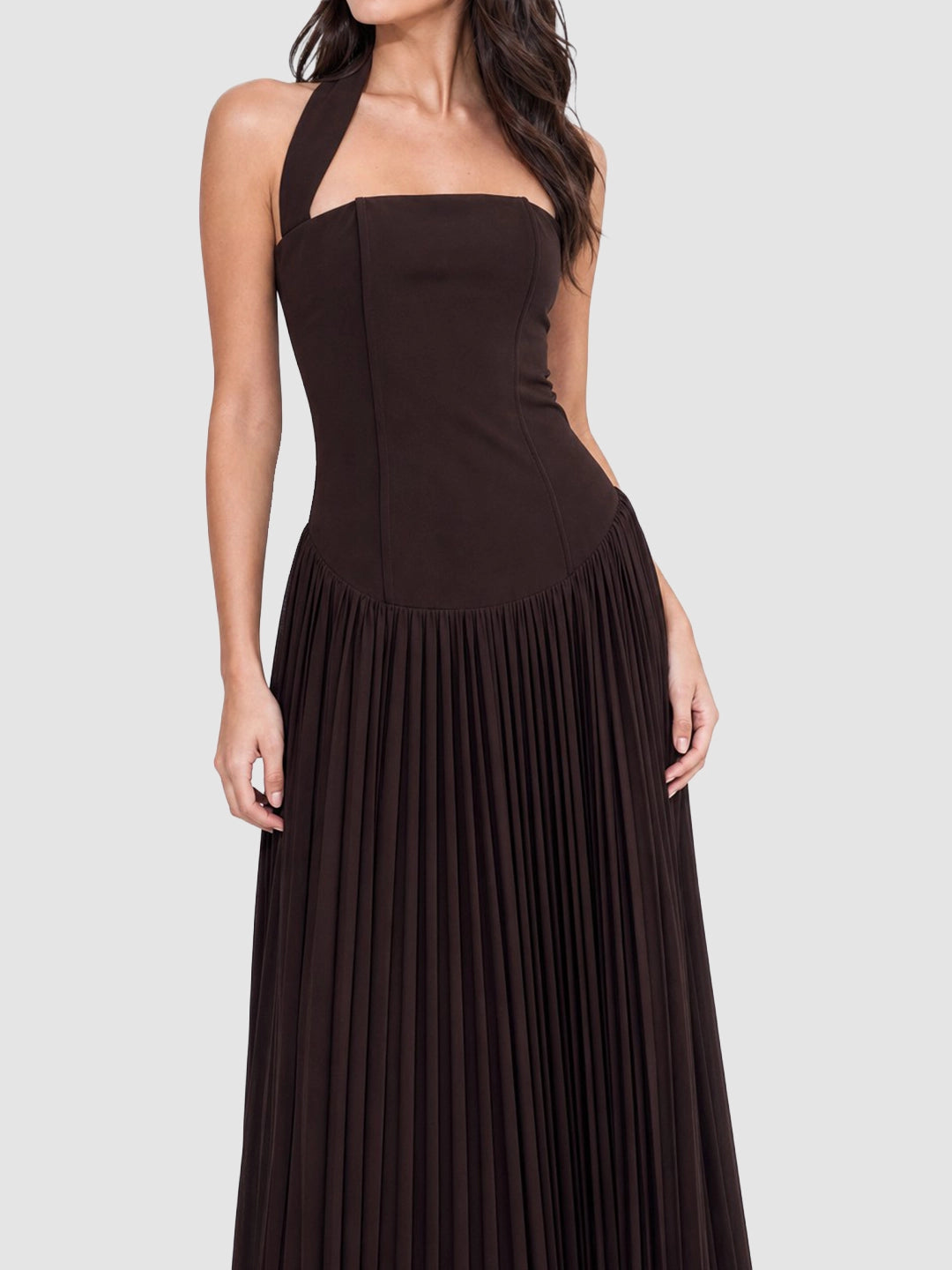 Pleated Halter Maxi Dress