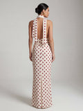 Polka Dot Halter Chiffon Maxi Dress