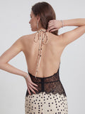 Polkadot Lace And Satin Maxi Dress