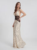 Polkadot Lace And Satin Maxi Dress