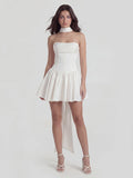 Ribbon Strapless Corset Mini Dress with Scarf Detail