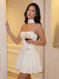 Ribbon Strapless Corset Mini Dress with Scarf Detail