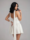 Ribbon Strapless Corset Mini Dress with Scarf Detail