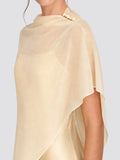 Romantic Drape Asymmetric Cape Satin Maxi Dress