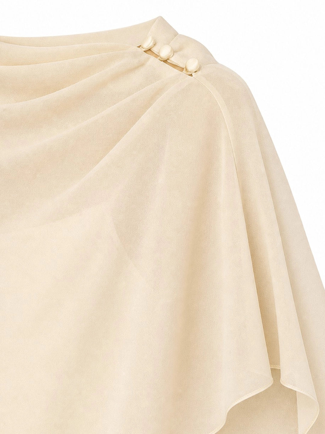 Romantic Drape Asymmetric Cape Satin Maxi Dress