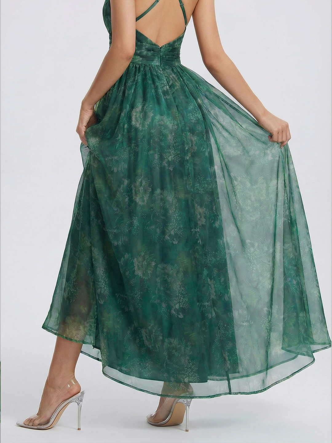 Romantic Floral Organza Maxi Dress