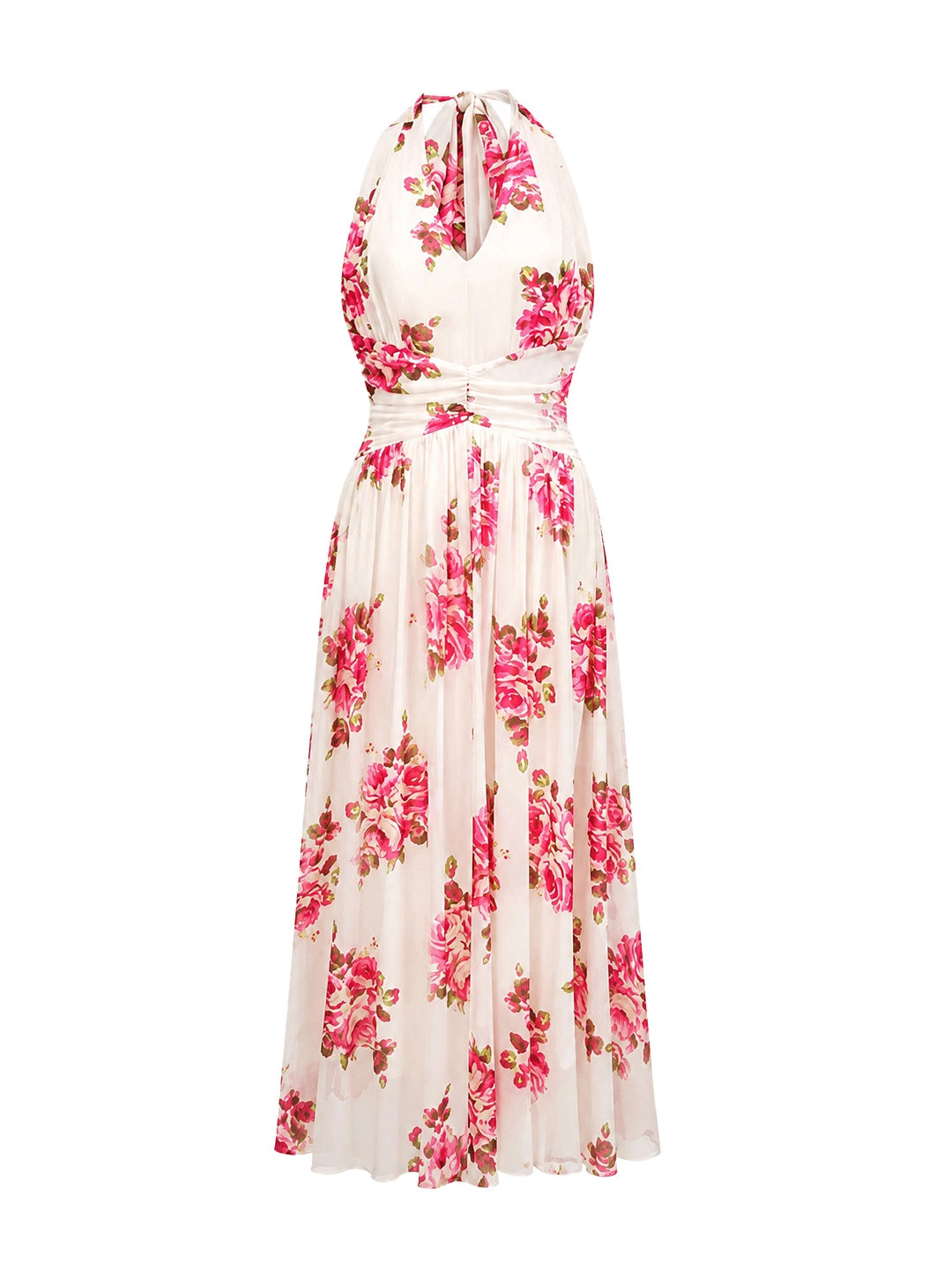 Rose Halter Chiffon Maxi Dress