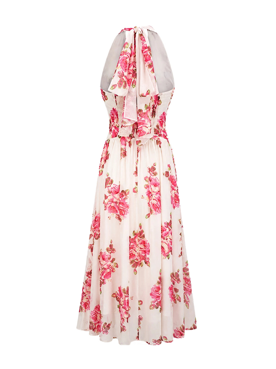 Rose Halter Chiffon Maxi Dress