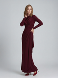 Ruffle Long Sleeve Sheath Gown
