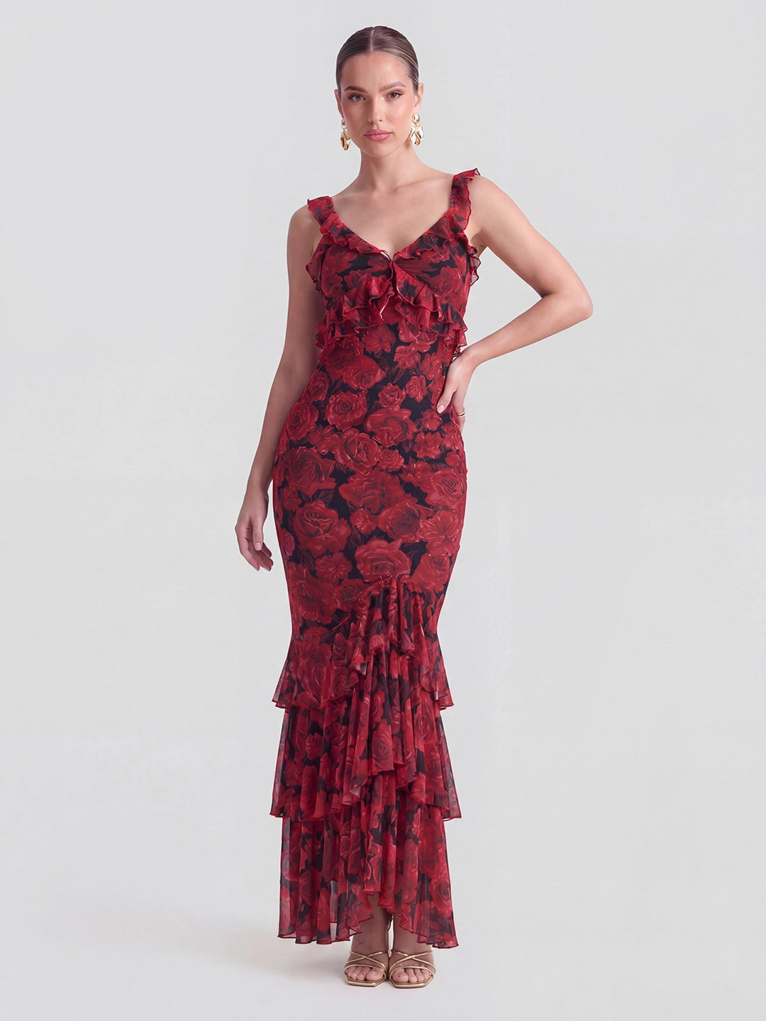 Ruffled Backless Romantic Date Maxi Dress