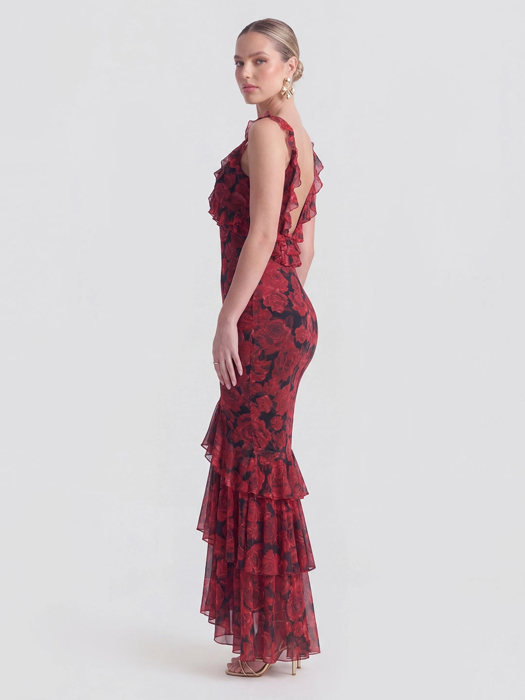 Ruffled Backless Romantic Date Maxi Dress