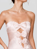 Satin Maxi Dress with Cut-Out Bows
