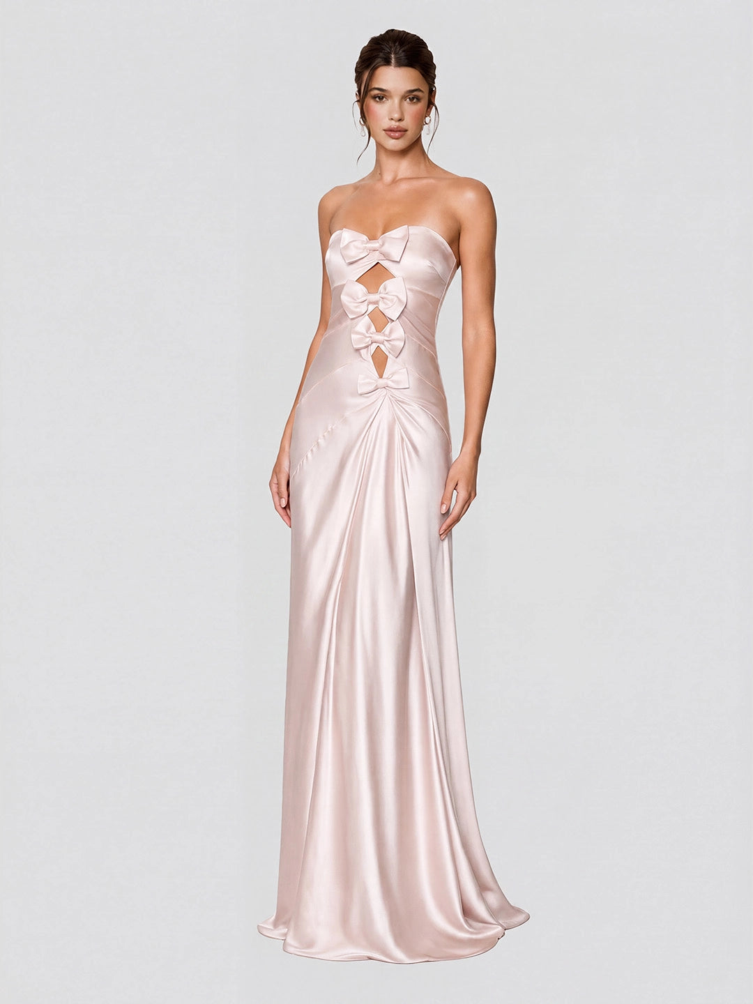 Satin Maxi Dress with Cut-Out Bows