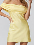 Satin off-shoulder mini dress