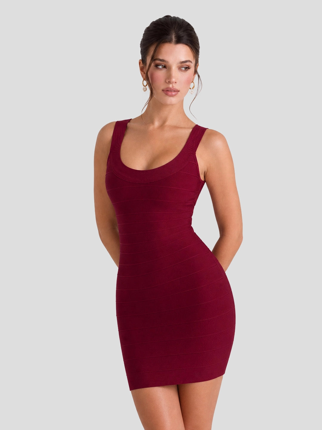 Bodycon Scoop Neck Bandage Mini Dress