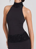 Sequin Embellished Halterneck Maxi Dress