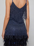 Sequined Tassel Mini Dress