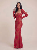 Valentine's Day Exclusive - Sheer Lace Embroidered Floral Bodycon Maxi Dress